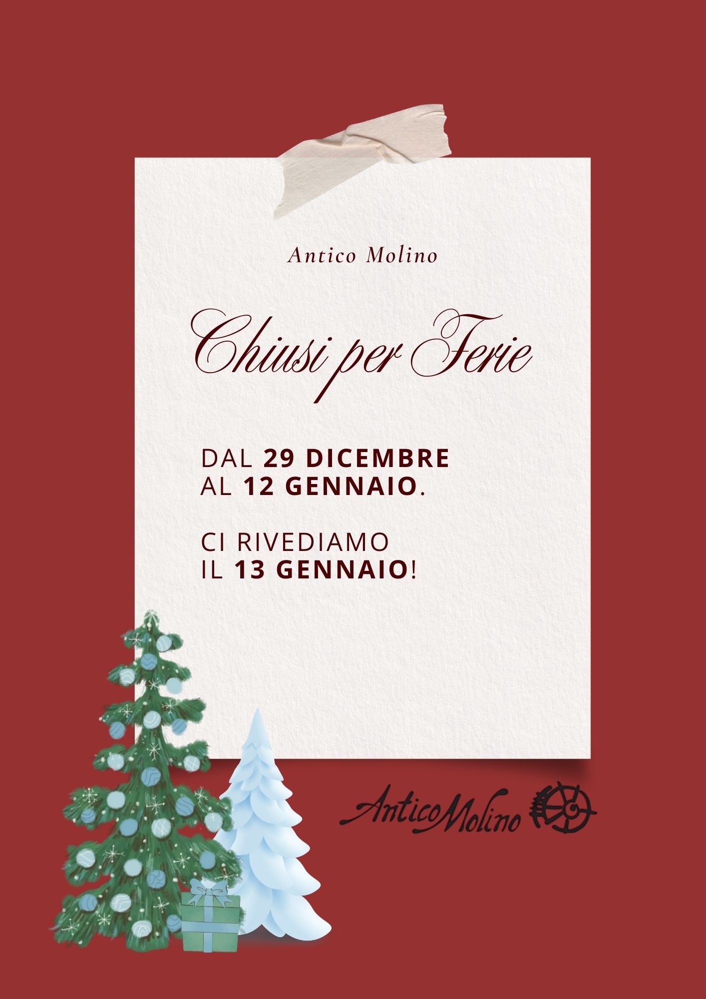 CHIUSURA PER FERIE INVERNALI 2025